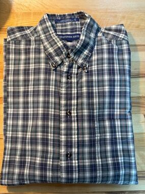 Christopher Hayes Men's Blue Plaid Button-Down Shirt